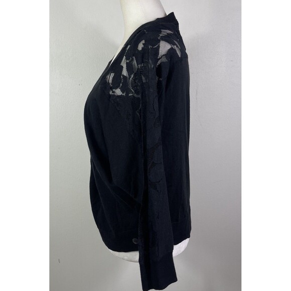 American Eagle Black Womens Cropped Cardigan Lightweight XL Lace Fairygrunge Y2K - Picture 2 of 12